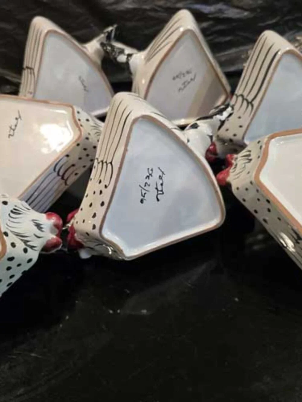 Vintage MCM Crudite Nut Relish Dish Set of 7+ Italian Pottery Rooster White